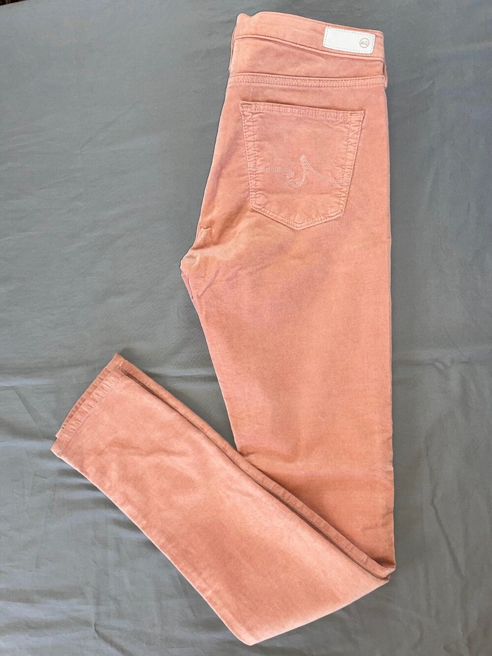 AG The Legging Super Skinny Velvet Plush Stretch Jeans. Peach, Women's 27R. NWOT